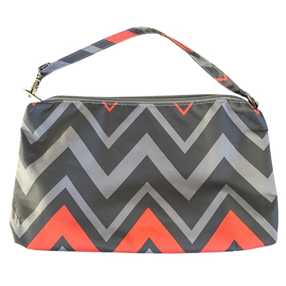 Ju Ju Be Be Quick Clutch Zippered Pouch Orange and Grey Chevron - Picture 2 of 6
